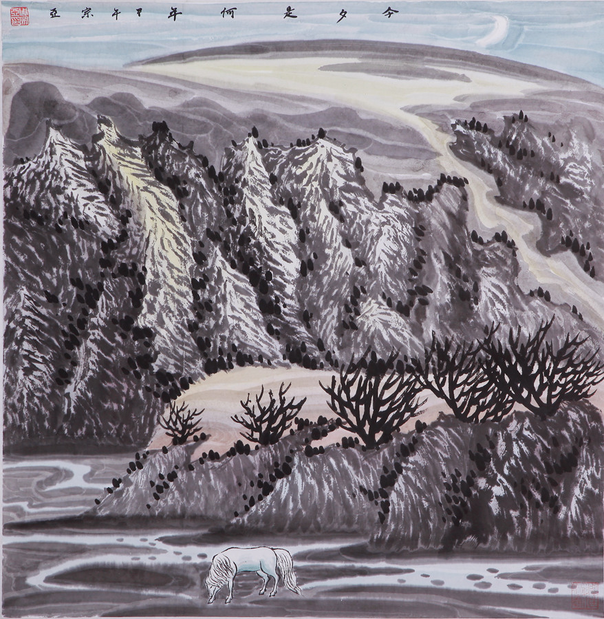 今夕是何年 水墨纸本68x68cm_副本